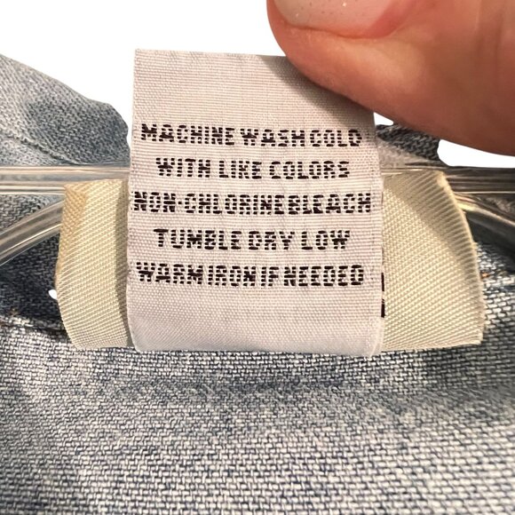 NWT Teddi Western Denim Pearl Button-Up Shirt Floral Embroidery Long Sleeves PS - Picture 10 of 14